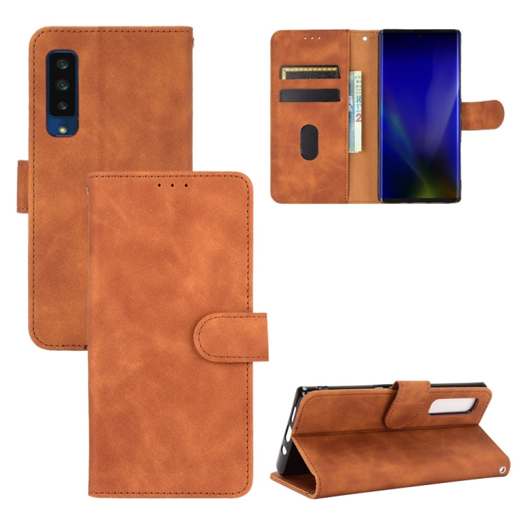 For Fujitsu Arrows NX9 F-52A Solid Color Skin Feel Magnetic Buckle Horizontal Flip Calf Texture PU Leather Case with Holder & Card Slots & Wallet