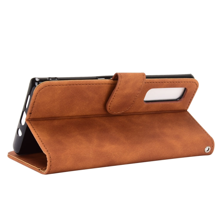 For Fujitsu Arrows NX9 F-52A Solid Color Skin Feel Magnetic Buckle Horizontal Flip Calf Texture PU Leather Case with Holder & Card Slots & Wallet