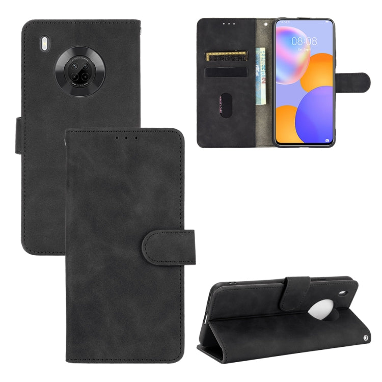 For Huawei Y9a Solid Color Skin Feel Magnetic Buckle Horizontal Flip Calf Texture PU Leather Case with Holder & Card Slots & Wallet