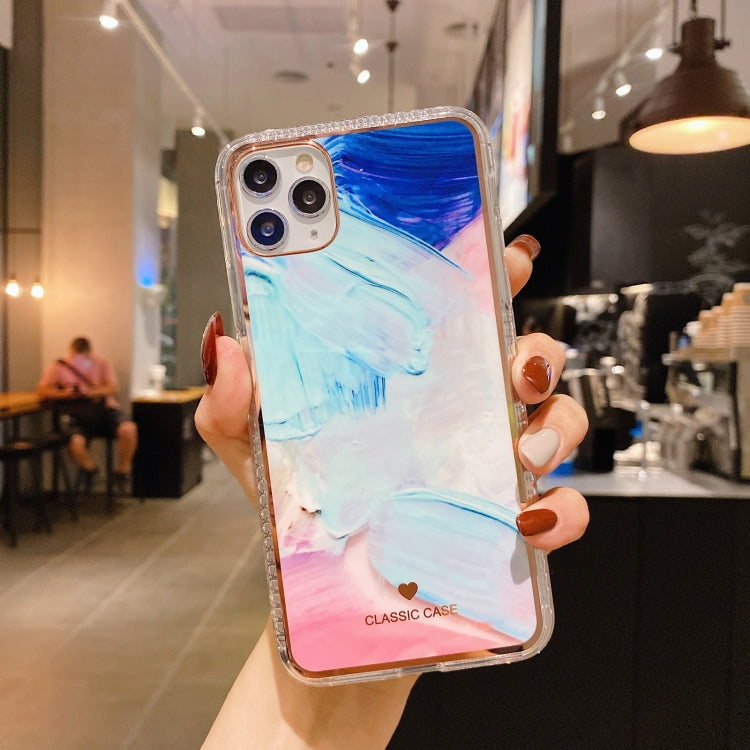 For iPhone 11 Pro Max IMD Watercolor Rendering Pattern Shockproof TPU Protective Case