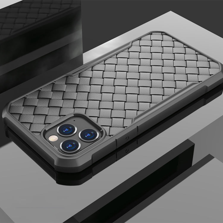 For iPhone 12 / 12 Pro Shockproof Woven Pattern Breathable TPU Case