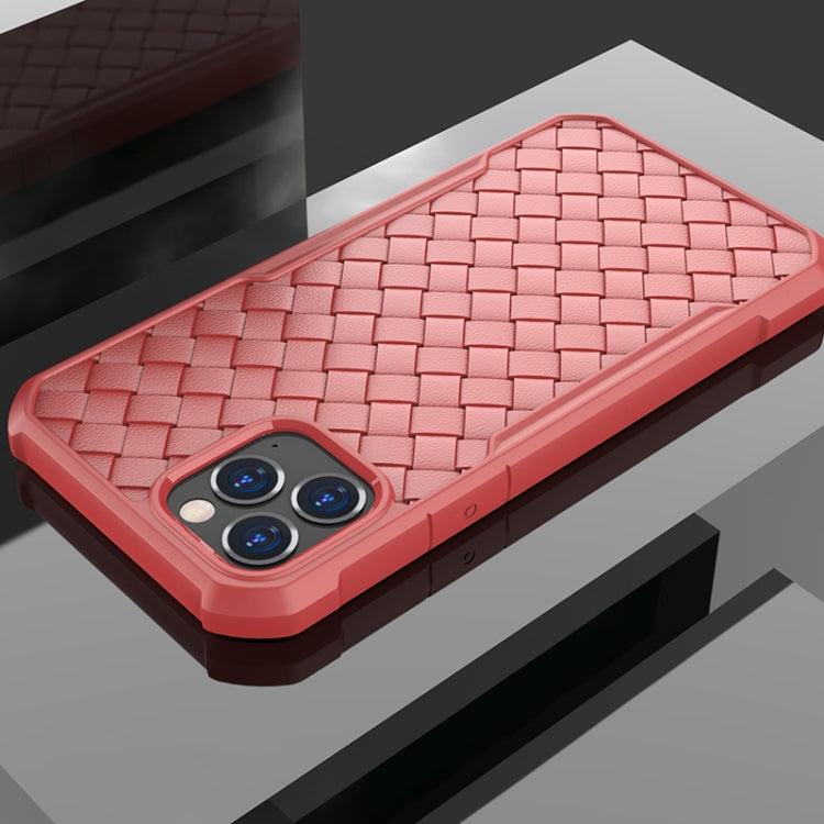 For iPhone 12 / 12 Pro Shockproof Woven Pattern Breathable TPU Case