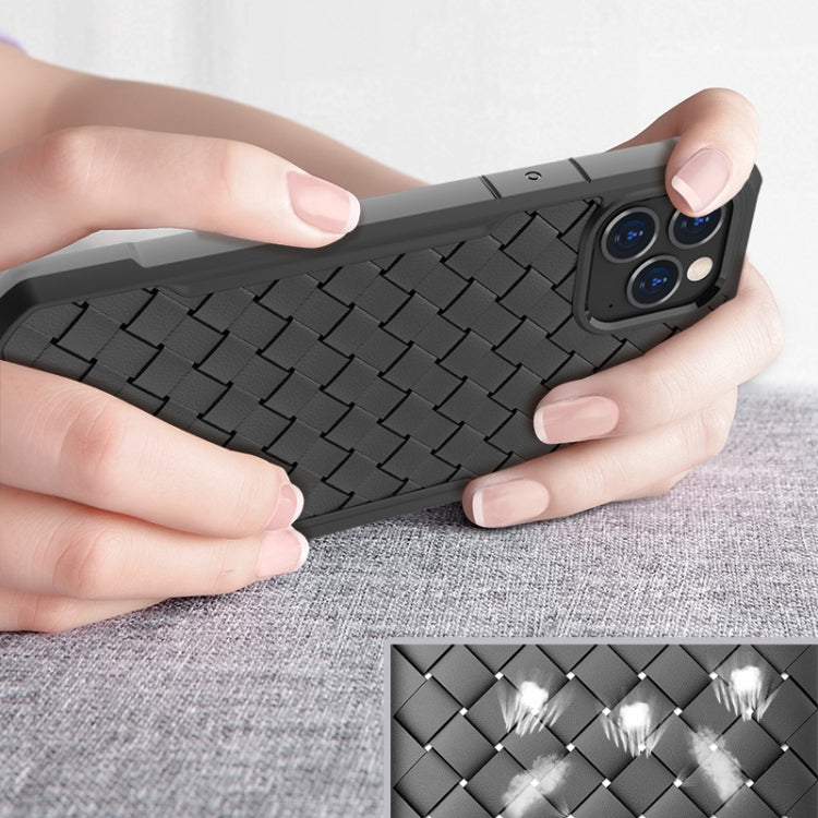 For iPhone 12 / 12 Pro Shockproof Woven Pattern Breathable TPU Case