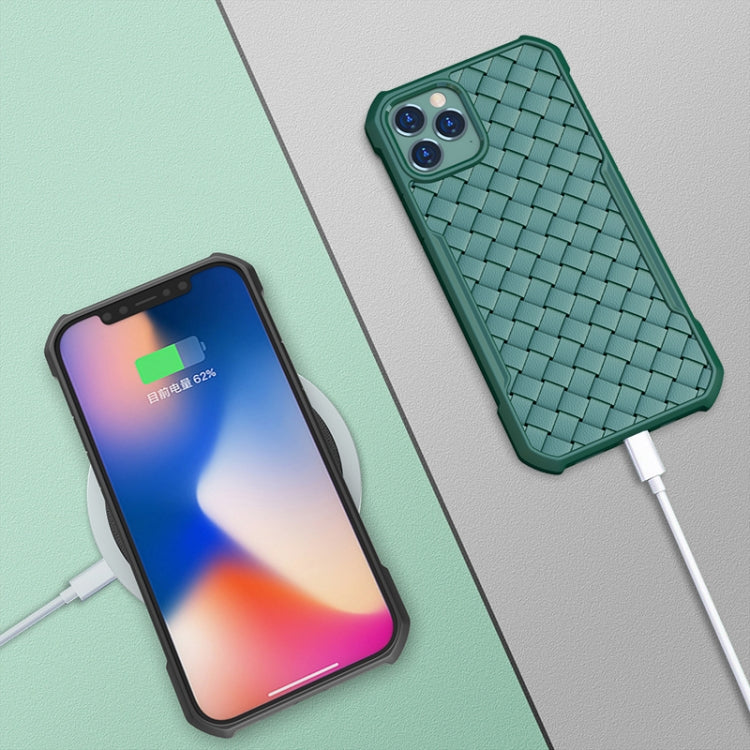 For iPhone 12 / 12 Pro Shockproof Woven Pattern Breathable TPU Case