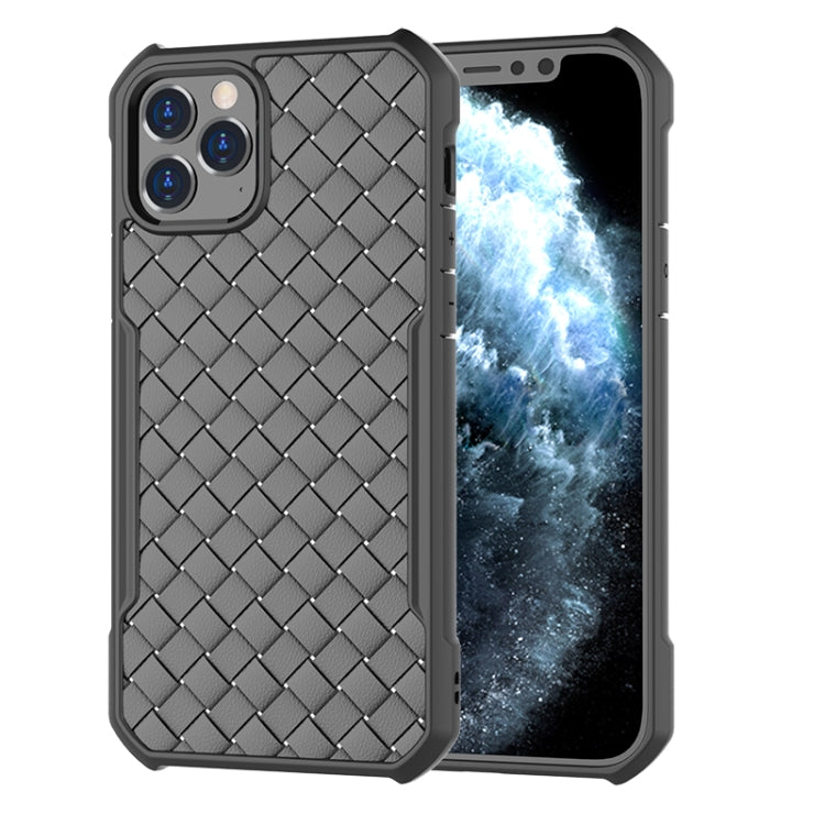 For iPhone 12 Pro Max Shockproof Woven Pattern Breathable TPU Case