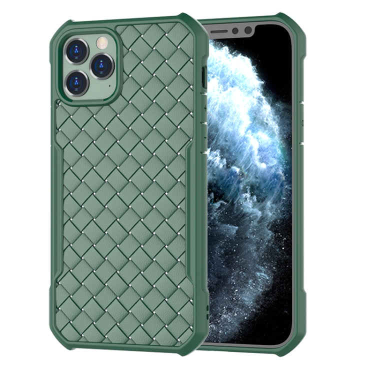 For iPhone 12 Pro Max Shockproof Woven Pattern Breathable TPU Case