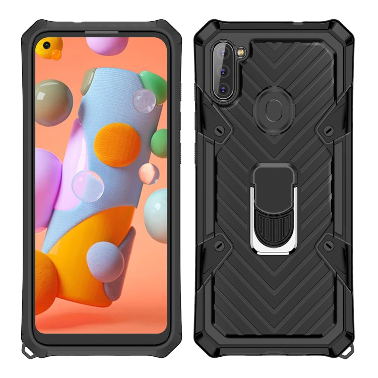 For Samsung Galaxy A11 (EU Version) Cool Armor PC + TPU Shockproof Case with 360 Degree Rotation Ring Holder