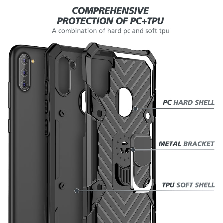 For Samsung Galaxy A11 (EU Version) Cool Armor PC + TPU Shockproof Case with 360 Degree Rotation Ring Holder