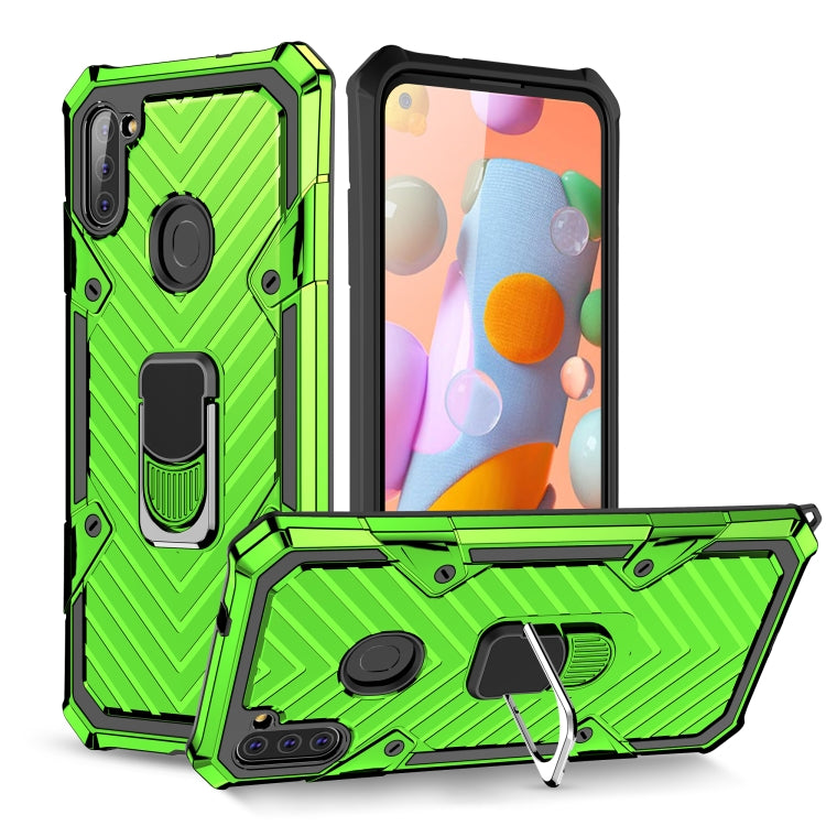 For Samsung Galaxy A11 (EU Version) Cool Armor PC + TPU Shockproof Case with 360 Degree Rotation Ring Holder