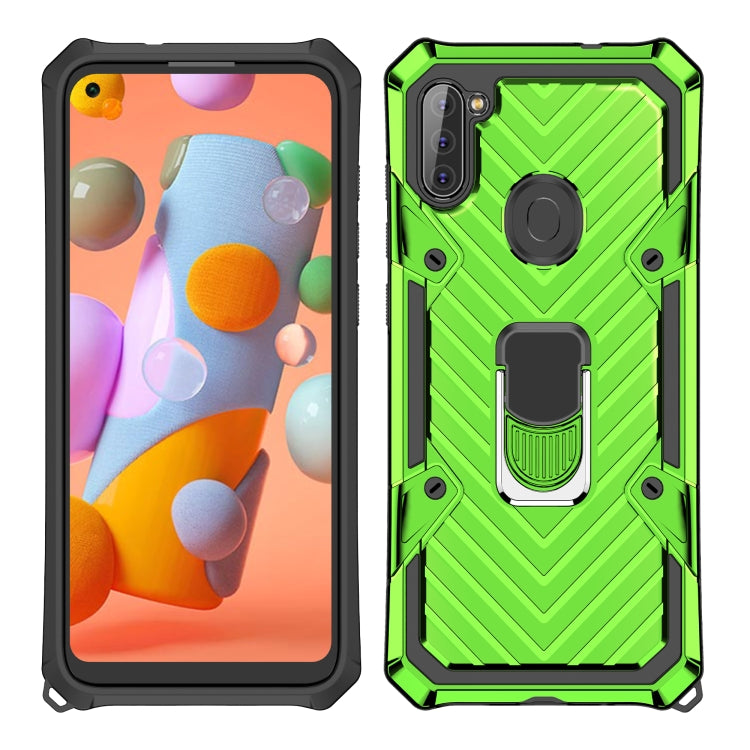 For Samsung Galaxy A11 (EU Version) Cool Armor PC + TPU Shockproof Case with 360 Degree Rotation Ring Holder