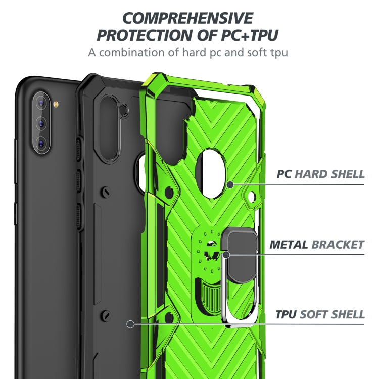 For Samsung Galaxy A11 (EU Version) Cool Armor PC + TPU Shockproof Case with 360 Degree Rotation Ring Holder