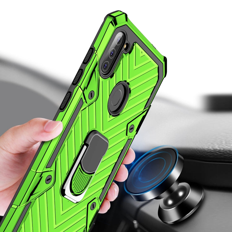 For Samsung Galaxy A11 (EU Version) Cool Armor PC + TPU Shockproof Case with 360 Degree Rotation Ring Holder