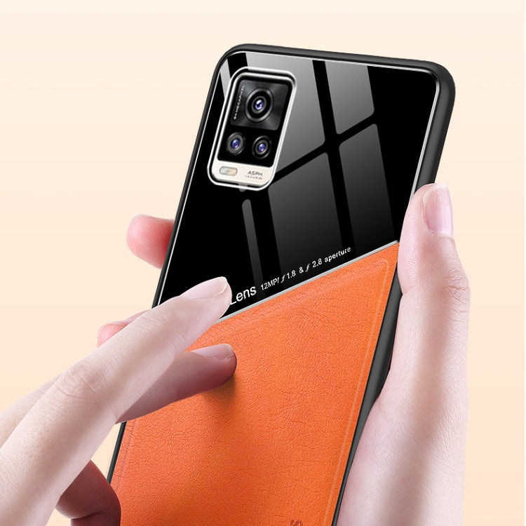 For vivo V20 All-inclusive Leather + Organic Glass Protective Case with Metal Iron Sheet