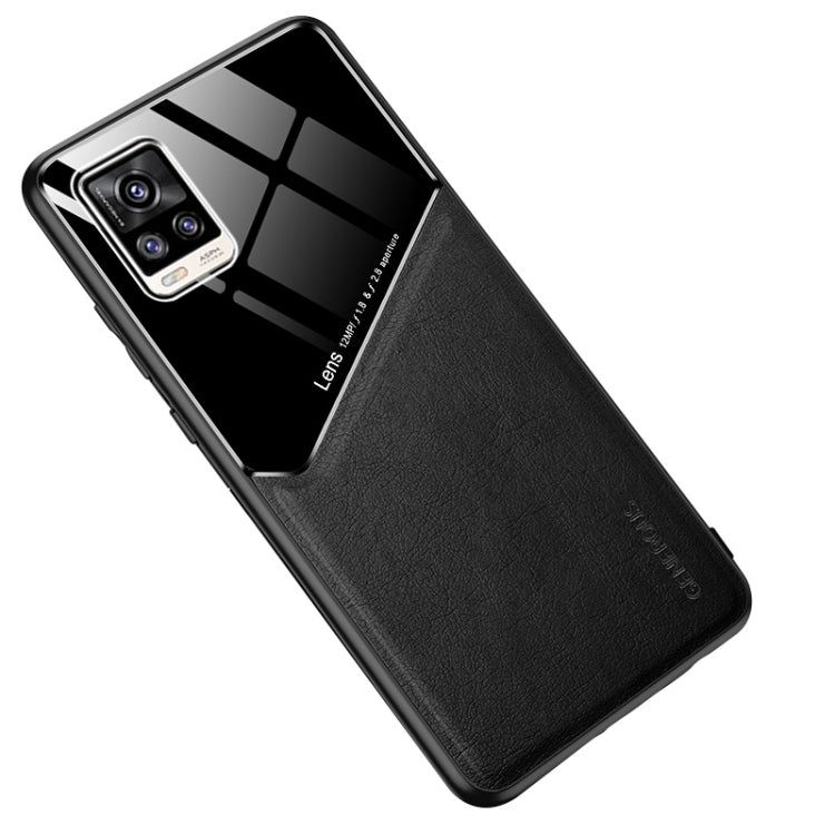 For vivo V20 All-inclusive Leather + Organic Glass Protective Case with Metal Iron Sheet