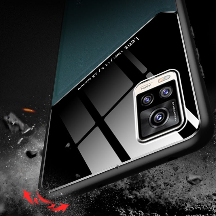 For vivo V20 All-inclusive Leather + Organic Glass Protective Case with Metal Iron Sheet