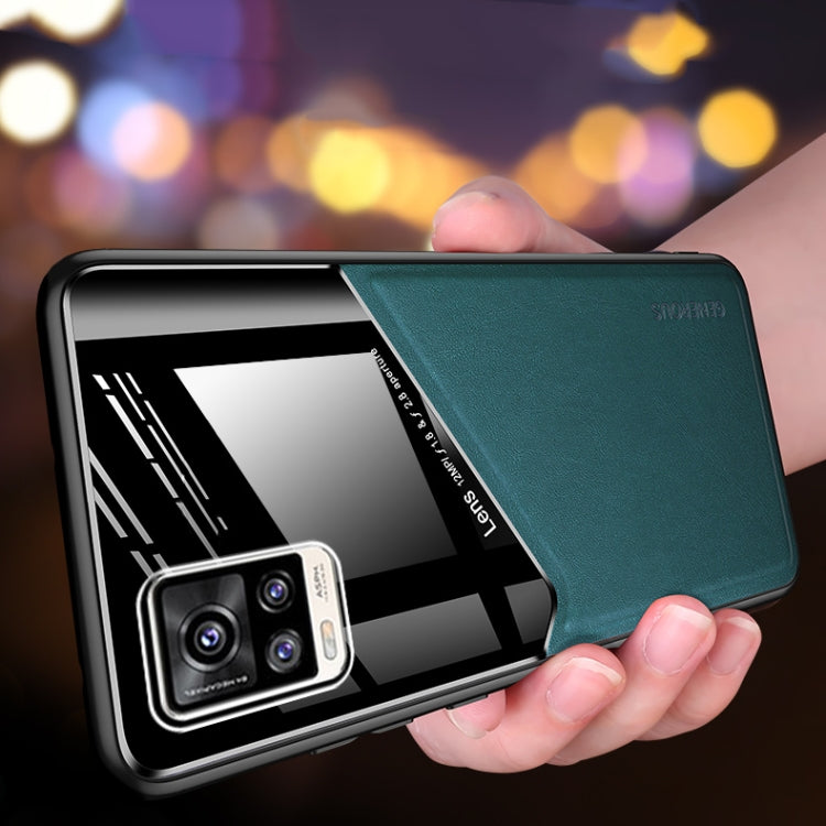 For vivo V20 All-inclusive Leather + Organic Glass Protective Case with Metal Iron Sheet