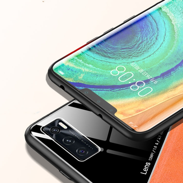 For vivo V20 SE All-inclusive Leather + Organic Glass Protective Case with Metal Iron Sheet