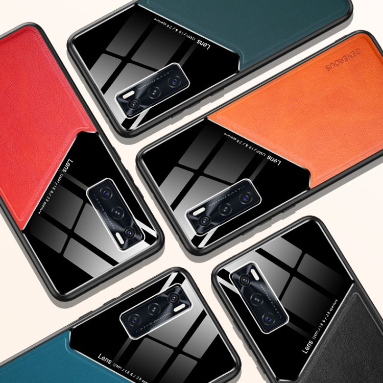For vivo V20 SE All-inclusive Leather + Organic Glass Protective Case with Metal Iron Sheet