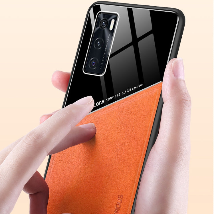 For vivo V20 SE All-inclusive Leather + Organic Glass Protective Case with Metal Iron Sheet