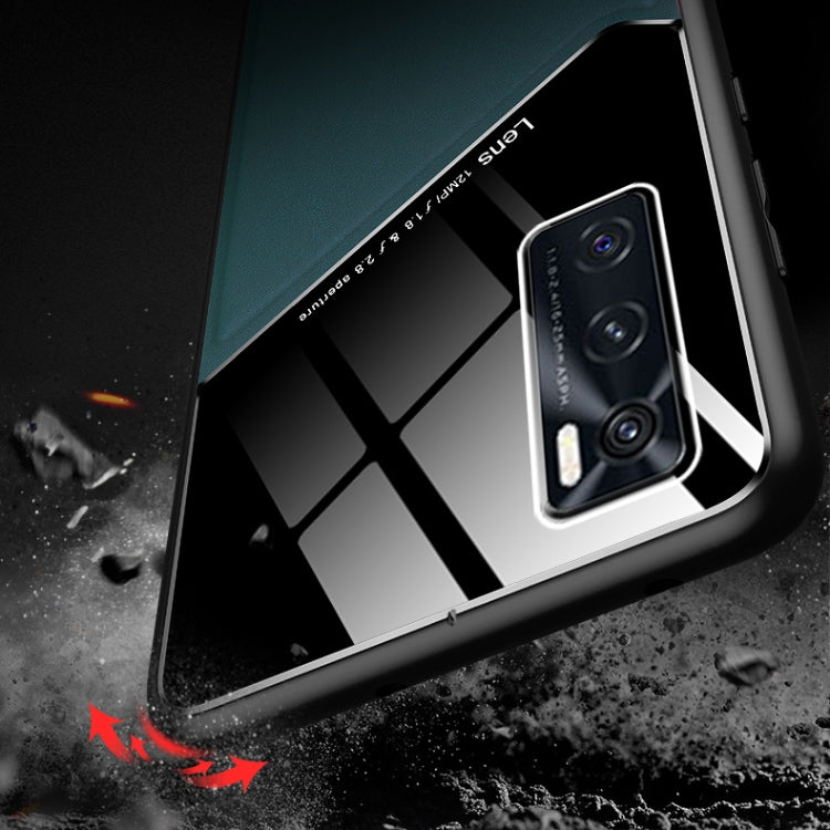 For vivo V20 SE All-inclusive Leather + Organic Glass Protective Case with Metal Iron Sheet