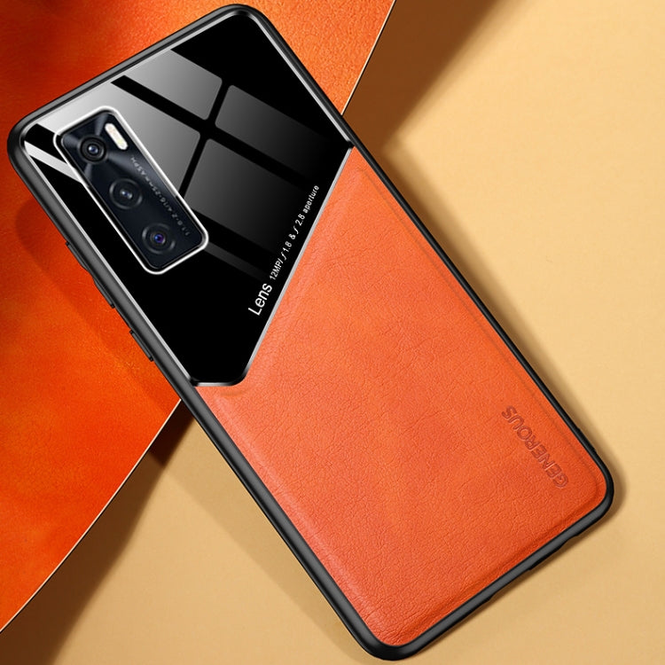 For vivo V20 SE All-inclusive Leather + Organic Glass Protective Case with Metal Iron Sheet