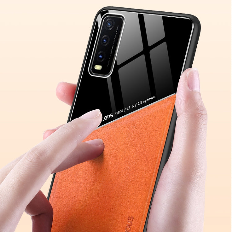 For vivo Y20 All-inclusive Leather + Organic Glass Protective Case with Metal Iron Sheet