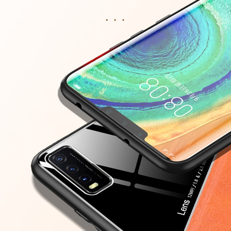 For vivo Y20 All-inclusive Leather + Organic Glass Protective Case with Metal Iron Sheet