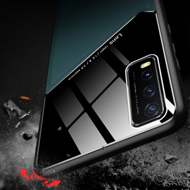 For vivo Y20 All-inclusive Leather + Organic Glass Protective Case with Metal Iron Sheet