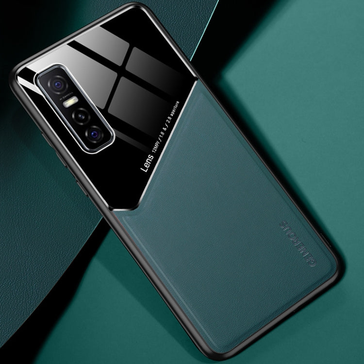 For vivo Y73s All-inclusive Leather + Organic Glass Protective Case with Metal Iron Sheet