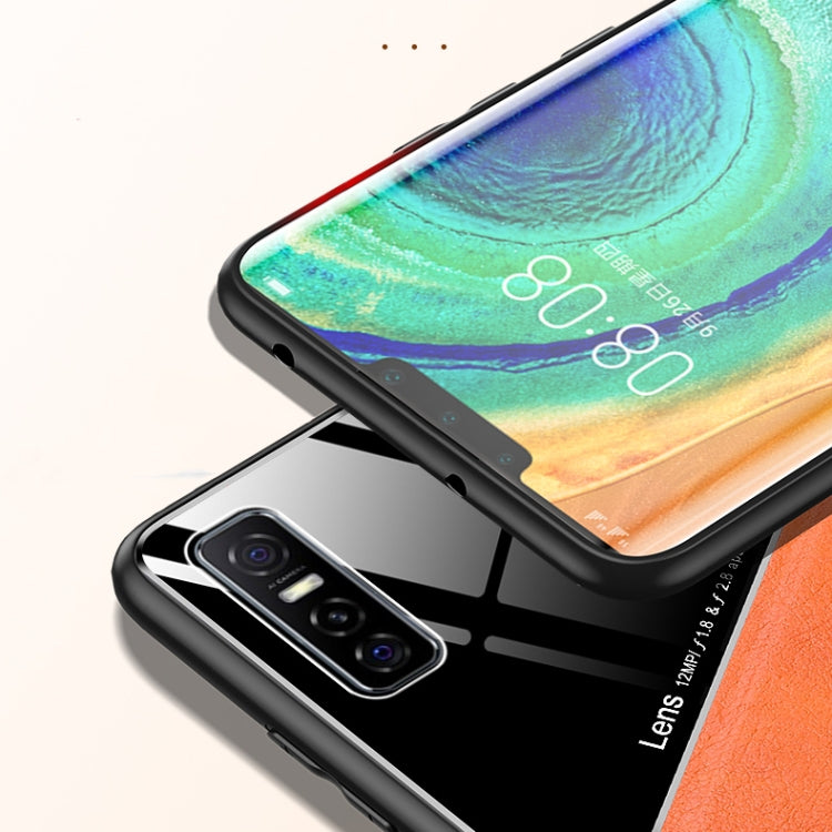 For vivo Y73s All-inclusive Leather + Organic Glass Protective Case with Metal Iron Sheet