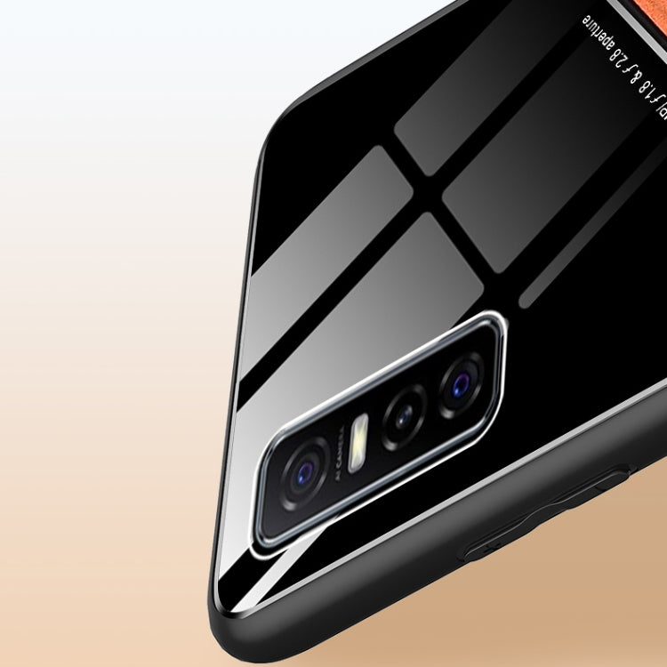 For vivo Y73s All-inclusive Leather + Organic Glass Protective Case with Metal Iron Sheet