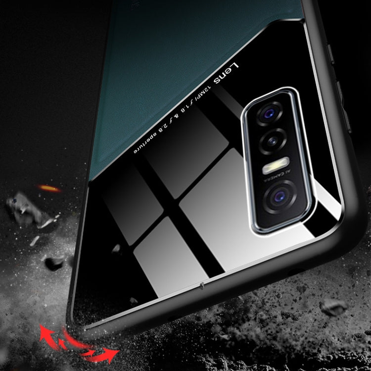 For vivo Y73s All-inclusive Leather + Organic Glass Protective Case with Metal Iron Sheet