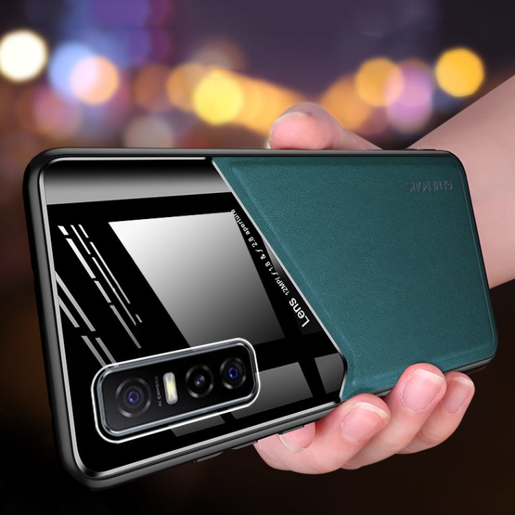 For vivo Y73s All-inclusive Leather + Organic Glass Protective Case with Metal Iron Sheet