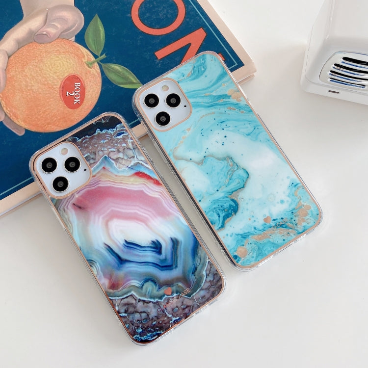 For iPhone 12 / 12 Pro IMD Stars River Marble Pattern Shockproof TPU Protective Case