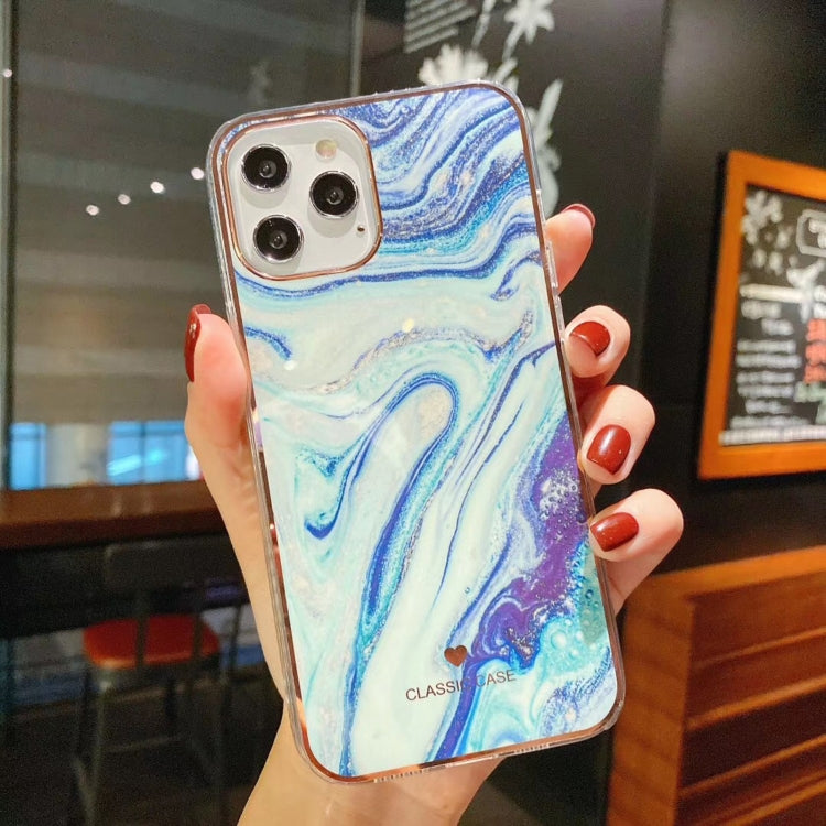 For iPhone 12 / 12 Pro IMD Stars River Marble Pattern Shockproof TPU Protective Case