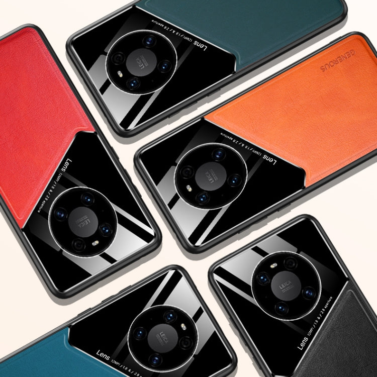 For Huawei Mate 40 Pro All-inclusive Leather + Organic Glass Protective Case with Metal Iron Sheet