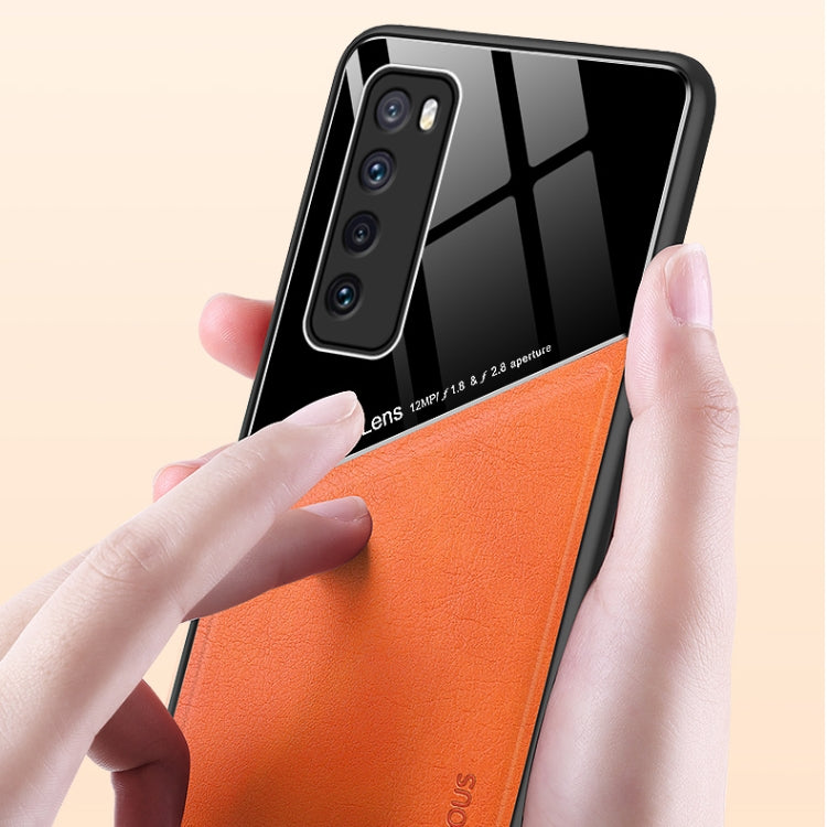For Huawei Nova 7 All-inclusive Leather + Organic Glass Protective Case with Metal Iron Sheet