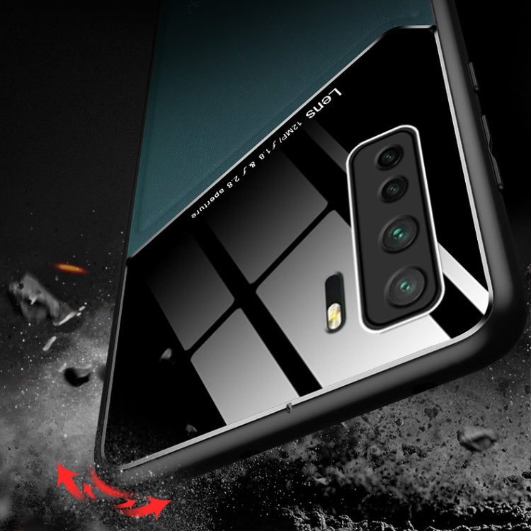 For Huawei Nova 7 SE All-inclusive Leather + Organic Glass Protective Case with Metal Iron Sheet