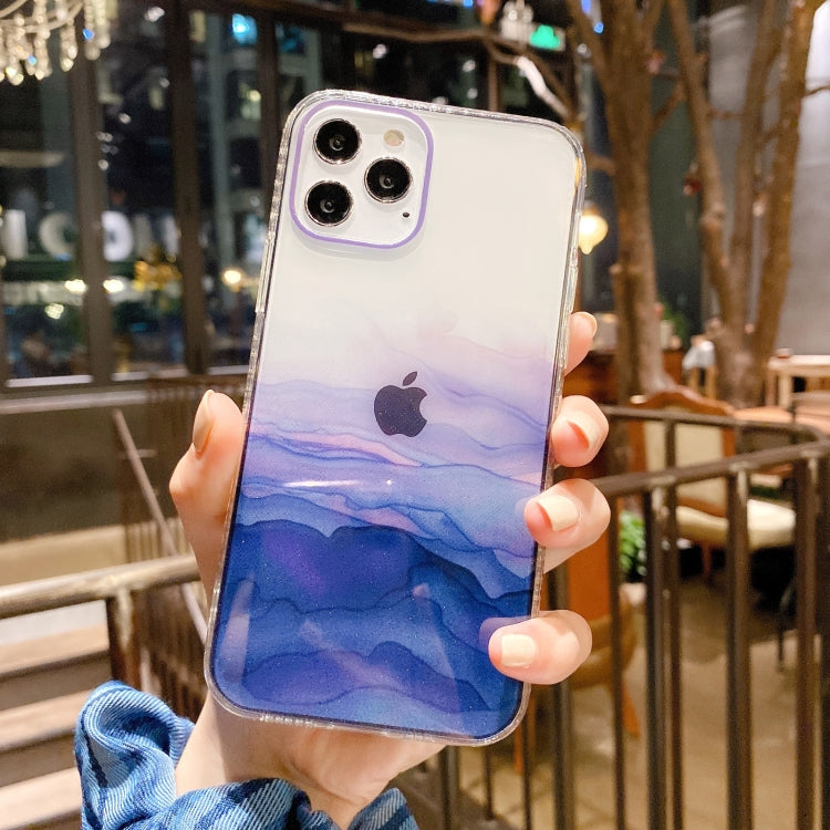 For iPhone 11 IMD Straight Edge Dreamy Watercolor Pattern Shockproof TPU Protective Case