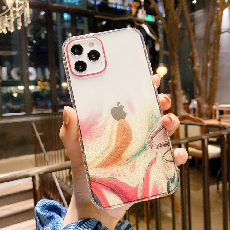 For iPhone 11 Pro IMD Straight Edge Dreamy Watercolor Pattern Shockproof TPU Protective Case