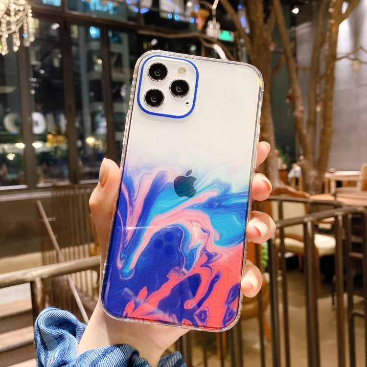 For iPhone 11 Pro IMD Straight Edge Dreamy Watercolor Pattern Shockproof TPU Protective Case