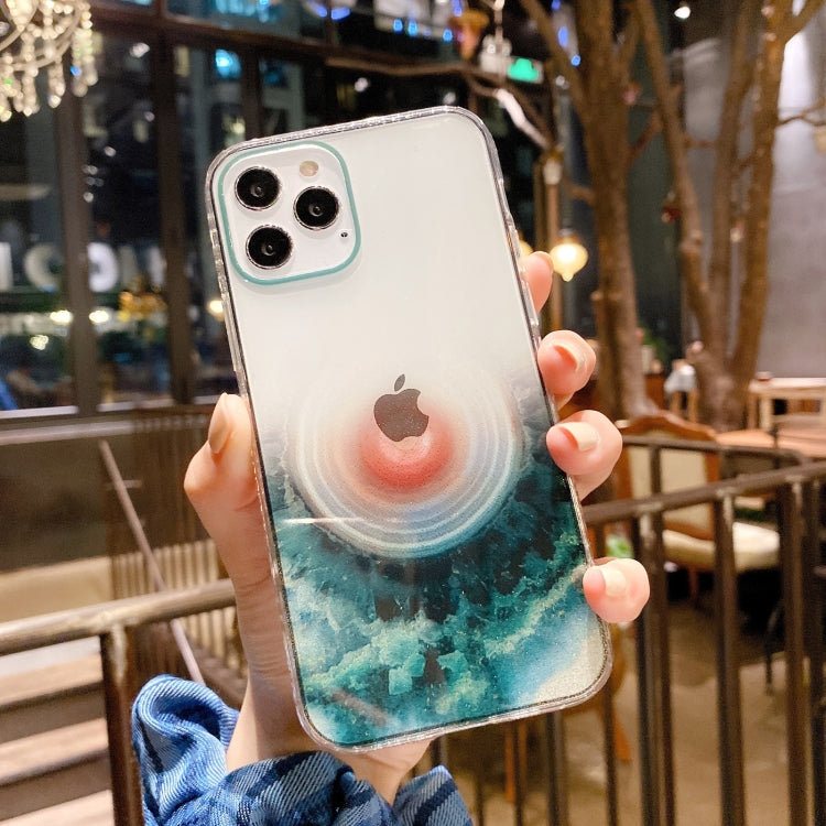 For iPhone 11 Pro Max IMD Straight Edge Dreamy Watercolor Pattern Shockproof TPU Protective Case