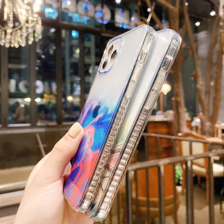 For iPhone 11 Pro Max IMD Straight Edge Dreamy Watercolor Pattern Shockproof TPU Protective Case