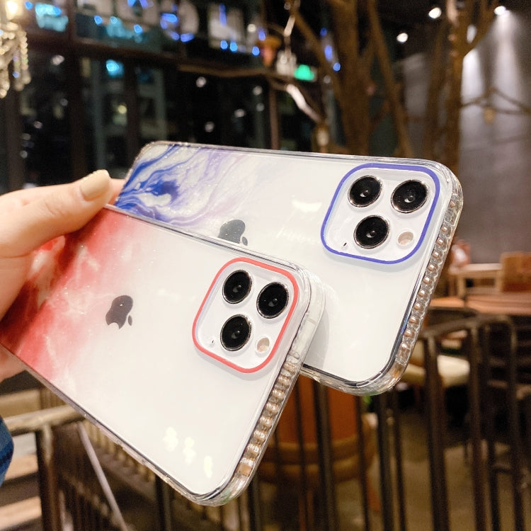For iPhone 11 Pro Max IMD Straight Edge Dreamy Watercolor Pattern Shockproof TPU Protective Case