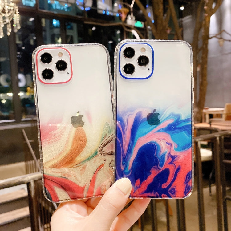 For iPhone 12 mini IMD Straight Edge Dreamy Watercolor Pattern Shockproof TPU Protective Case