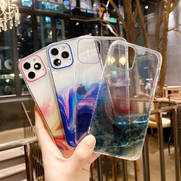 For iPhone 12 / 12 Pro IMD Straight Edge Dreamy Watercolor Pattern Shockproof TPU Protective Case