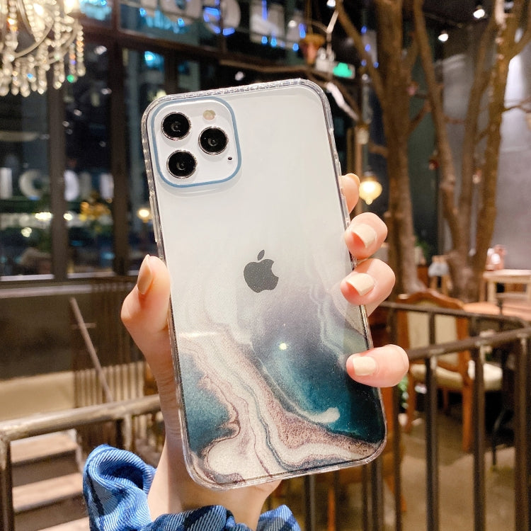For iPhone 12 / 12 Pro IMD Straight Edge Dreamy Watercolor Pattern Shockproof TPU Protective Case