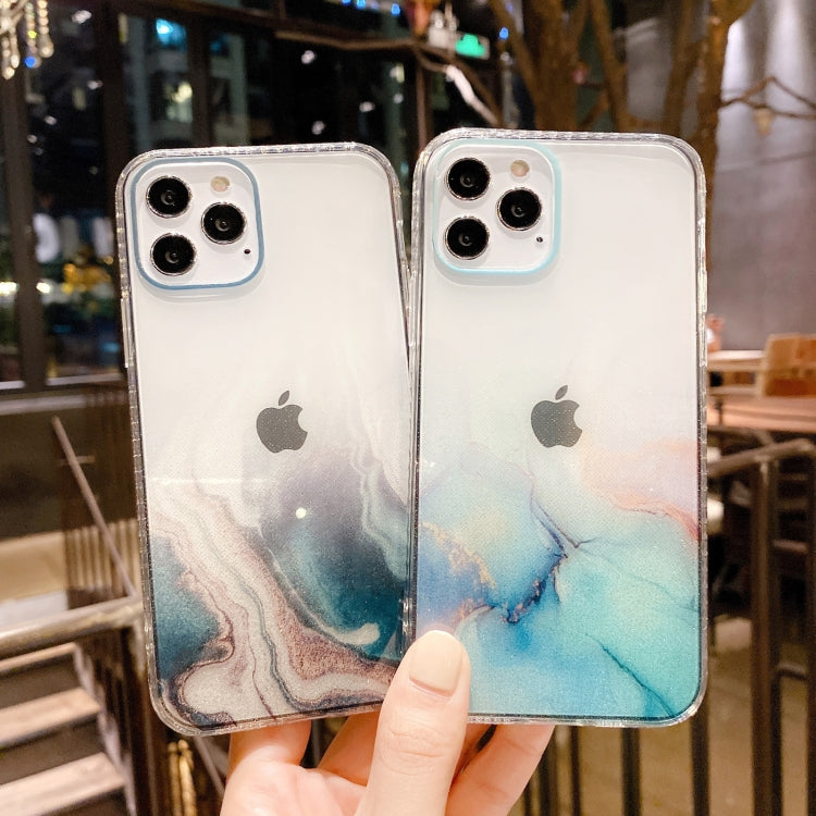 For iPhone 12 / 12 Pro IMD Straight Edge Dreamy Watercolor Pattern Shockproof TPU Protective Case