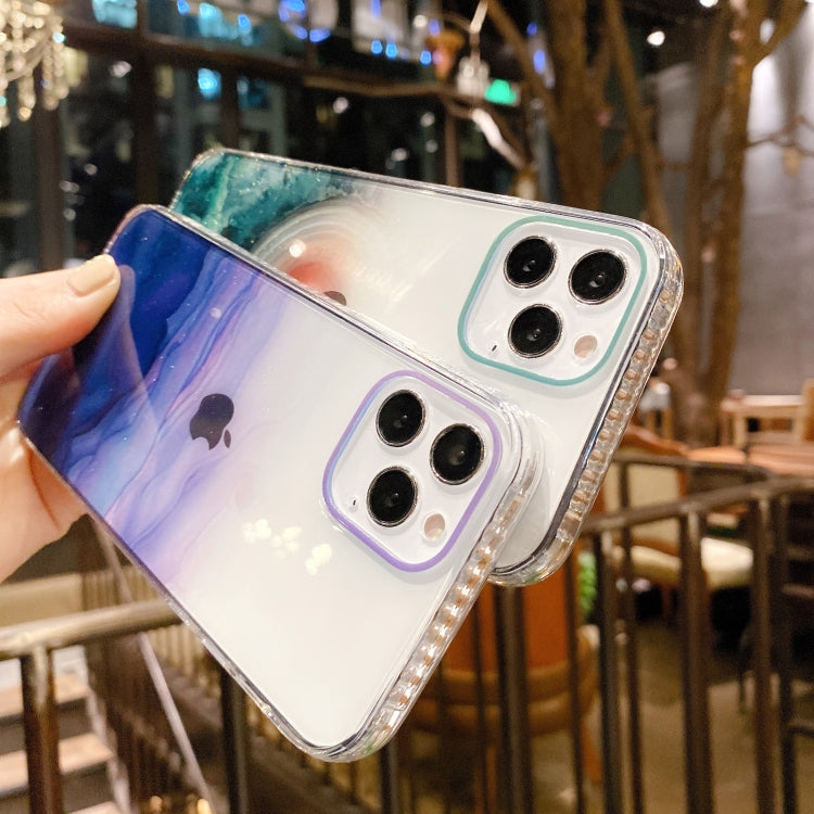 For iPhone 12 Pro Max IMD Straight Edge Dreamy Watercolor Pattern Shockproof TPU Protective Case