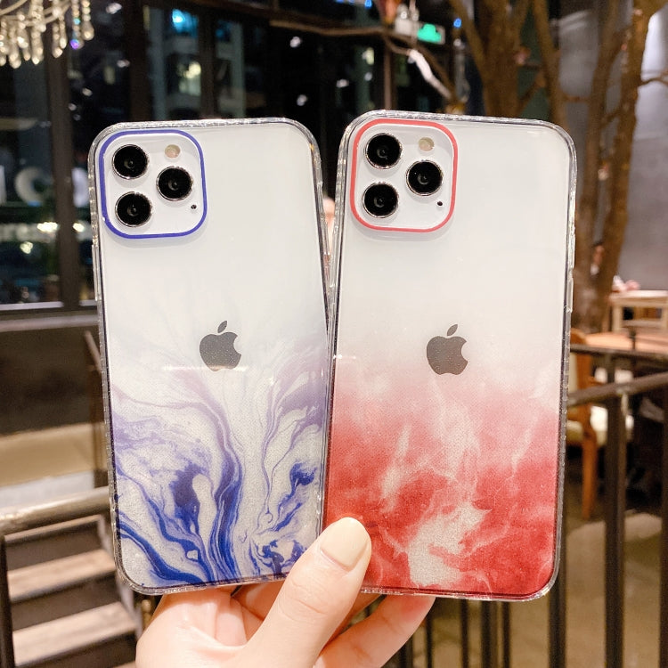 For iPhone 12 Pro Max IMD Straight Edge Dreamy Watercolor Pattern Shockproof TPU Protective Case
